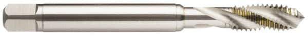 Guhring - #5-40 UNC 3 Flute 2B Modified Bottoming Spiral Flute Tap - Powdered Metal, TiCN Finish, 56mm OAL, Right Hand Flute, Right Hand Thread, Series 2912 - Exact Industrial Supply