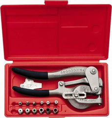 Roper Whitney - 3/32, 1/8, 5/32, 3/16, 7/32, 1/4, 9/32" Portable Hand Punch with Punch & Die Set - 1-3/4" Deep, Includes 3/32, 1/8, 5/32, 3/16, 7/32, 1/4, 9/32" Hand Punch - Industrial Tool & Supply