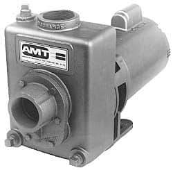 American Machine & Tool - 115/230 Volt, 1 Phase, 1-1/2 HP, Self Priming Pump - 56J Frame, 1-1/2 Inch Inlet, ODP Motor, Stainless Steel Housing and Impeller, 93 Ft. Shut Off - Industrial Tool & Supply