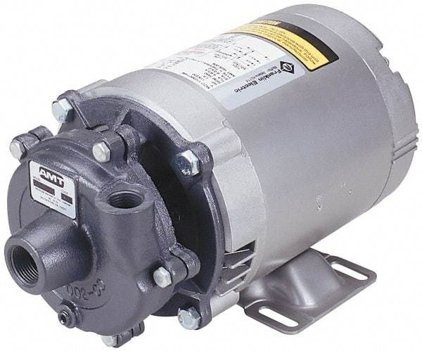 American Machine & Tool - 208-220/440 Volt, 3 Phase, 3/4 HP, Stainless Steel Straight Pump - 1-1/4 Inch Inlet, 1 Inch Outlet, 58 Max Head psi, Stainless Steel Impeller - Industrial Tool & Supply