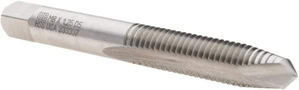 Union Butterfield - M8x1.25 Metric Coarse, 2 Flute, Bright Finish, High Speed Steel Spiral Point Tap - Plug Chamfer, Right Hand Thread, 2-23/32" OAL, 1-1/8" Thread Length, 0.318" Shank Diam, 6H Class of Fit, Series 1785M - Exact Industrial Supply