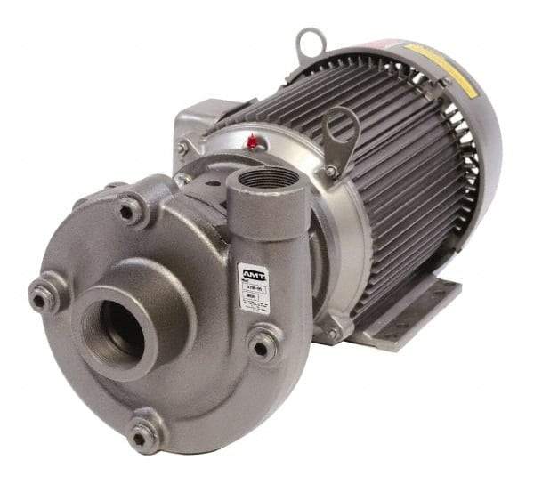 American Machine & Tool - 230/460V Volt, 3 Phase, 2 HP, Cast Iron Straight Pump - 2 Inch Inlet, 1-1/2 Inch Outlet, 62 Max Head psi, Stainless Steel Impeller, Buna-N Seal - Industrial Tool & Supply