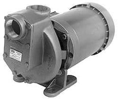 American Machine & Tool - 208-220/440 Volt, 3 Phase, 1-1/2 HP, Self Priming Pump - 1-1/2 Inch Inlet, 58 Head Pressure, Stainless Steel and Cast Iron Housing, Stainless Steel Impeller, PTFE Seal - Industrial Tool & Supply