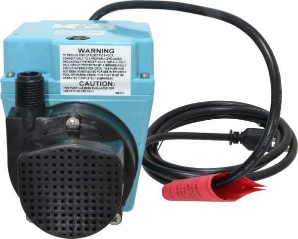 Little Giant Pumps - 1/12 HP, 10.6 psi, Aluminum Miniature Submersible Pump - 3/4 Inch Inlet, 1/2 Inch Outlet, 6 Ft. Long Power Cord, 3.5 Amp - Industrial Tool & Supply