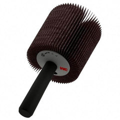 3M - 1" Diam x 1" Face Width, Medium Aluminum Oxide Coated Mounted Flap Wheel - 1/4" Shank Mount, 60 Grit, XE Weighted Cloth Backing, 30,000 Max RPM - Industrial Tool & Supply