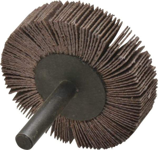 3M - 2" Diam x 1/2" Face Width, Very Fine Aluminum Oxide Coated Mounted Flap Wheel - 1/4" Shank Mount, 180 Grit, XE Weighted Cloth Backing, 20,000 Max RPM - Industrial Tool & Supply