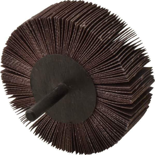 3M - 3" Diam x 1" Face Width, Extra Fine Aluminum Oxide Coated Mounted Flap Wheel - 1/4" Shank Mount, 320 Grit, XE Weighted Cloth Backing, 18,000 Max RPM - Industrial Tool & Supply