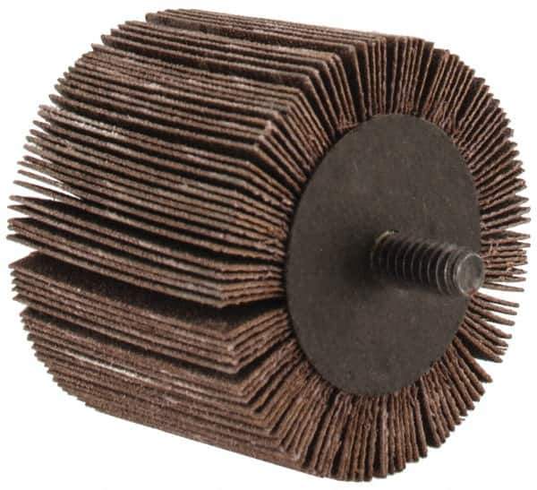 3M - 2" Diam x 1-1/2" Face Width, Very Fine Aluminum Oxide Coated Mounted Flap Wheel - 1/4-20 Threaded Mount, 180 Grit, XE Weighted Cloth Backing, 20,000 Max RPM - Industrial Tool & Supply