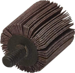 3M - 1" Diam x 1" Face Width, Extra Fine Aluminum Oxide Coated Mounted Flap Wheel - 1/4-20 Threaded Mount, 320 Grit, XE Weighted Cloth Backing, 25,000 Max RPM - Industrial Tool & Supply