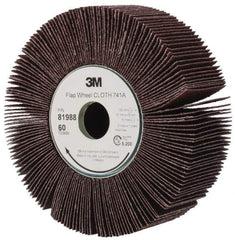 3M - 6" Diam, 60 Grit Ceramic Unmounted Flap Wheel - 1" Hole, 2" Wide, Density 5, Coated, Medium Grade, 1250 Max RPM , X Weighted, Cloth Backing - Industrial Tool & Supply