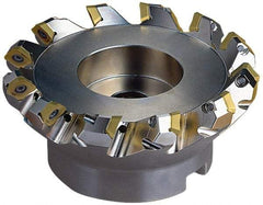 Seco - 5.47" Cut Diam, 1-1/2" Arbor Hole, 0.236" Max Depth of Cut, 45° Indexable Chamfer & Angle Face Mill - 8 Inserts, SE.X 43 Insert, Right Hand Cut, 8 Flutes, Through Coolant, Series R220.53 - Industrial Tool & Supply
