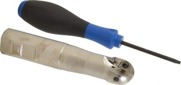 Seco - 1" Cut Diam, 0.86" Max Depth of Cut, 1" Shank Diam, 5.04" OAL, Indexable Ball Nose End Mill - 2" Head Length, Straight Shank, R218.20 Toolholder, 218.20-125.R Insert - Industrial Tool & Supply