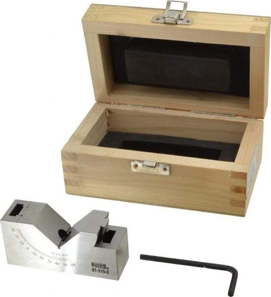 SPI - 3 Inch Long x 1 Inch Wide x 1-11/32 Inch High, Tool Steel, 0 to 60° Adjustable Angle Block - 10 Min Accuracy, 50-55 RC Hardness - Industrial Tool & Supply