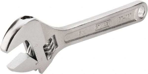 Stanley - 3/4" Jaw Capacity, 6" Standard Adjustable Wrench - Chrome Vanadium Steel, Chrome Finish, 6-1/4" OAL - Industrial Tool & Supply