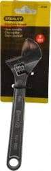 Stanley - 1" Jaw Capacity, 8" Standard Adjustable Wrench - Chrome Vanadium Steel, Chrome Finish, 8-1/8" OAL - Industrial Tool & Supply