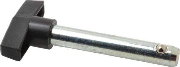 Value Collection - 1/2" Diam, 3" Usable Length, T Handle, Quick Release Pin - 3" OAL, Grade C1010/C1022 Steel, Zinc-Plated Finish - Industrial Tool & Supply