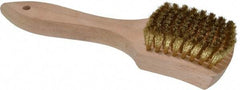 PRO-SOURCE - 5/8" Bristle Length, Brass Scouring Brush - 3" Long x 2-5/8" Wide Head, 8-7/8" OAL, White, Wood Block - Industrial Tool & Supply