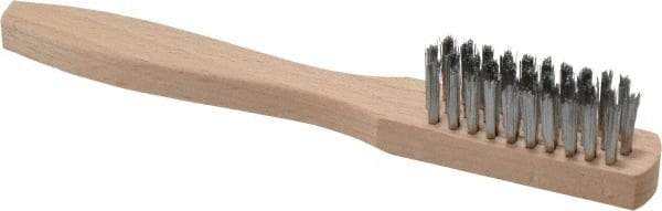 Made in USA - 7-1/2" OAL, Steel Utility Brush - 9/16" Bristle Length, 1-1/2" Long x 1/2" Wide Head, Straight Hardwood Handle - Industrial Tool & Supply