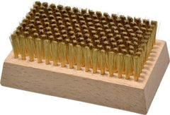 Made in USA - 3/4" Bristle Length, Brass Cleaning & Finishing Brush - 4-1/4" Long x 2-1/2" Wide Head, 4-1/4" OAL, Hardwood Block - Industrial Tool & Supply