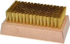 Made in USA - 3/4" Bristle Length, Brass Cleaning & Finishing Brush - 4-1/4" Long x 2-1/2" Wide Head, 4-1/4" OAL, Hardwood Block - Industrial Tool & Supply