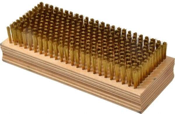 Made in USA - 3/4" Bristle Length, Brass Cleaning & Finishing Brush - 6-1/2" Long x 2-5/8" Wide Head, 6-1/2" OAL, Hardwood Block - Industrial Tool & Supply