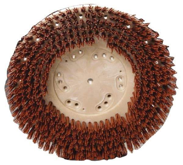 Made in USA - 17" Diam Floor Brush - 15" Machine, 1-1/2" Trim Length, Orange Pad, Nylon - Industrial Tool & Supply