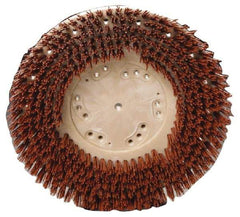 Made in USA - 16" Diam Floor Brush - 14" Machine, 1-1/2" Trim Length, Orange Pad, Nylon - Industrial Tool & Supply