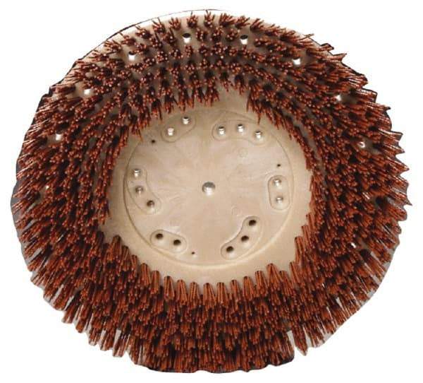 Made in USA - 19" Diam Floor Brush - 17" Machine, 1-1/2" Trim Length, Orange Pad, Nylon - Industrial Tool & Supply