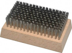 Made in USA - 3/4" Bristle Length, Stainless Steel Cleaning & Finishing Brush - 4-1/4" Long x 2-1/2" Wide Head, 4-1/4" OAL, Hardwood Block - Industrial Tool & Supply