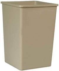 Rubbermaid - 35 Gal Beige Square Trash Can - Polyethylene, 27-5/8" High x 19-1/2" Long x 19-1/2" Wide - Industrial Tool & Supply