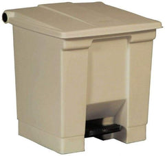 Rubbermaid - 8 Gal Rectangle Unlabeled Trash Can - 17-1/8" High x 16-1/4" Long x 15-3/4" Wide, Beige, High-Density Polyethylene (Base), Polypropylene (Lid) - Industrial Tool & Supply