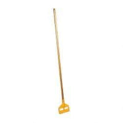 Rubbermaid - 60" Hardwood Quick Connect Mop Handle - 1 to 1-1/4" Wet Mop Head Band, Plastic Connector, Use with Wet Mops - Industrial Tool & Supply