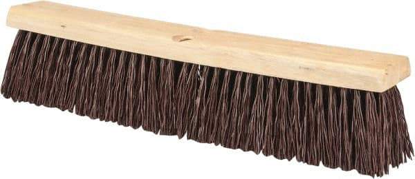 PRO-SOURCE - 18" Heavy Duty Polypropylene Push Broom - 3-1/4" Bristle Length, Wood Block, Threaded Handle Connection, Handle Sold Separately - Industrial Tool & Supply