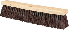 PRO-SOURCE - 18" Heavy Duty Polypropylene Push Broom - 3-1/4" Bristle Length, Wood Block, Threaded Handle Connection, Handle Sold Separately - Industrial Tool & Supply