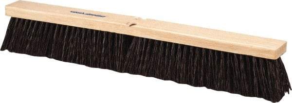 PRO-SOURCE - 24" Heavy Duty Polypropylene Push Broom - 3-1/4" Bristle Length, Wood Block, Threaded Handle Connection, Handle Sold Separately - Industrial Tool & Supply