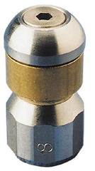 PRO-SOURCE - 3,000 psi Rotating, Stainless Steel, Sewer Pressure Washer Nozzle - 5.5mm Orifice Diam, 1/8" Thread, FPT, Polished - Industrial Tool & Supply