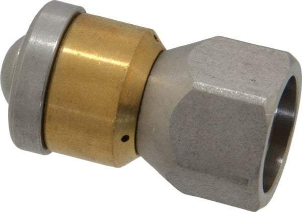 PRO-SOURCE - 3,000 psi Rotating, Stainless Steel, Sewer Pressure Washer Nozzle - 8mm Orifice Diam, 1/4" Thread, FPT, Polished - Industrial Tool & Supply