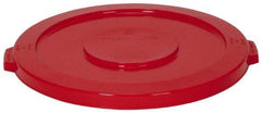 Continental - Round Lid for Use with 32 Gal Round Trash Cans - Red, Polyethylene, For Huskee Trash Cans - Industrial Tool & Supply