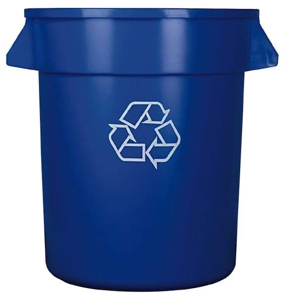 Continental - 20 Gal Blue Round Recycling Container - Polyethylene - Industrial Tool & Supply