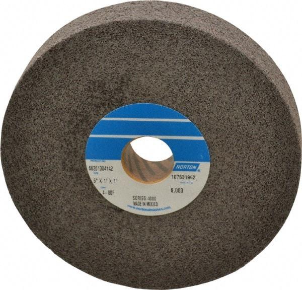Norton - 6" Diam, 1" Face Width, 1" Center Hole, Fine Grade, Silicon Carbide Deburring Wheel - Convolute, Hard Density 8 Grade, 6,000 RPM - Industrial Tool & Supply