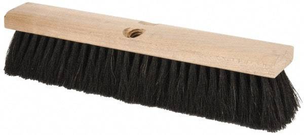 PRO-SOURCE - 14" General Purpose Horsehair Push Broom - 3" Bristle Length, Wood Block, Threaded Handle Connection, Handle Sold Separately - Industrial Tool & Supply