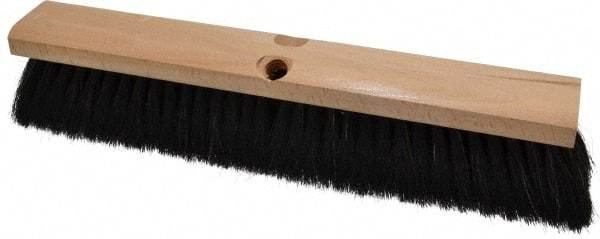 PRO-SOURCE - 16" General Purpose Horsehair Push Broom - 3" Bristle Length, Wood Block, Threaded Handle Connection, Handle Sold Separately - Industrial Tool & Supply