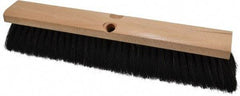 PRO-SOURCE - 16" General Purpose Horsehair Push Broom - 3" Bristle Length, Wood Block, Threaded Handle Connection, Handle Sold Separately - Industrial Tool & Supply