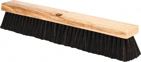 PRO-SOURCE - 18" General Purpose Horsehair Push Broom - 3" Bristle Length, Wood Block, Threaded Handle Connection, Handle Sold Separately - Industrial Tool & Supply