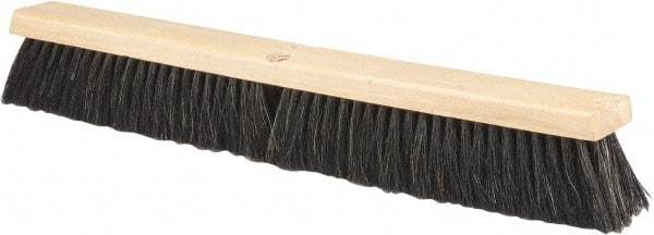 PRO-SOURCE - 24" General Purpose Horsehair Push Broom - 3" Bristle Length, Wood Block, Threaded Handle Connection, Handle Sold Separately - Industrial Tool & Supply