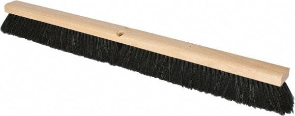 PRO-SOURCE - 36" General Purpose Horsehair Push Broom - 3" Bristle Length, Wood Block, Threaded Handle Connection, Handle Sold Separately - Industrial Tool & Supply