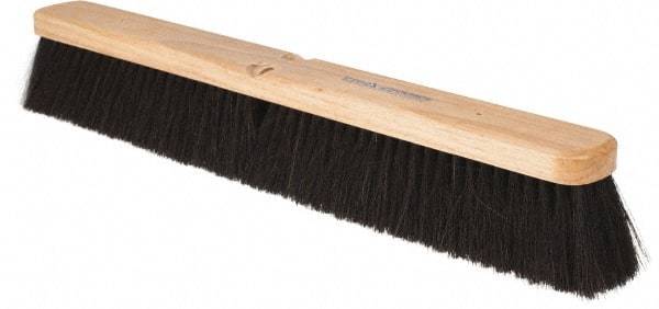 PRO-SOURCE - 24" General Purpose Horsehair Blend Push Broom - 3" Bristle Length, Wood Block, Threaded Handle Connection, Handle Sold Separately - Industrial Tool & Supply