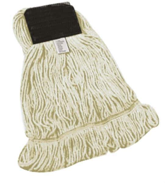 PRO-SOURCE - 5" Green Head Band, Small Blended Fiber Loop End Mop Head - 4 Ply, Clamp Jaw Connection, Use for General Purpose - Industrial Tool & Supply