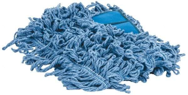 PRO-SOURCE - 24" Long x 5" Wide Yarn Blend Dust Mop Head - Snap-On, Blue, Looped Head - Industrial Tool & Supply