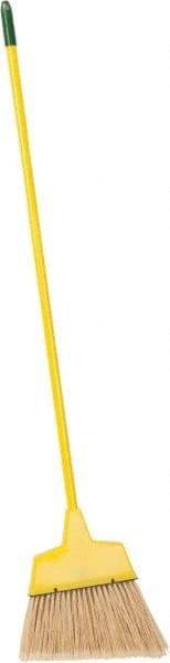 PRO-SOURCE - 12" Wide, Yellow Polypropylene Bristles, Vinyl-Coated Metal Handle, Angled Broom - Flagged, Water Resistant - Industrial Tool & Supply